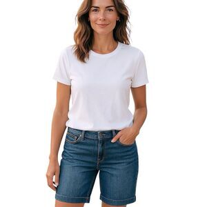 Calvin Klein Bermuda Shorts Women’s Denim Cuffed Stretch Medium Wash Size 10